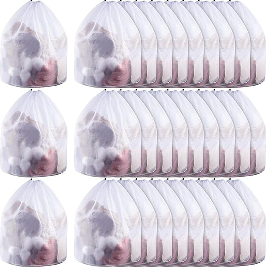 18 Pcs 24 * 32 Inches Fine Mesh Laundry Bag with Drawstring Large Heavy Duty Mesh Bag Machine Washable Sheet Drawstring Net for Delicates College Dorm