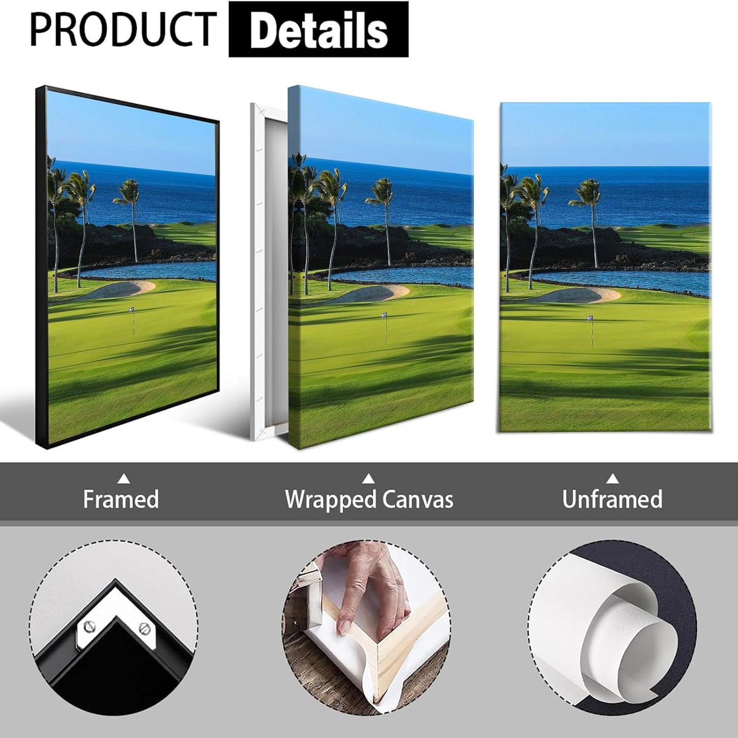 Trendy Golf Course Poster Golf Seascape Landscape Canvas Wall Art Sports Lover Aesthetic Pictures Prints Painting For Living Room Bedroom Office Wall Decor 12x16in Unframed