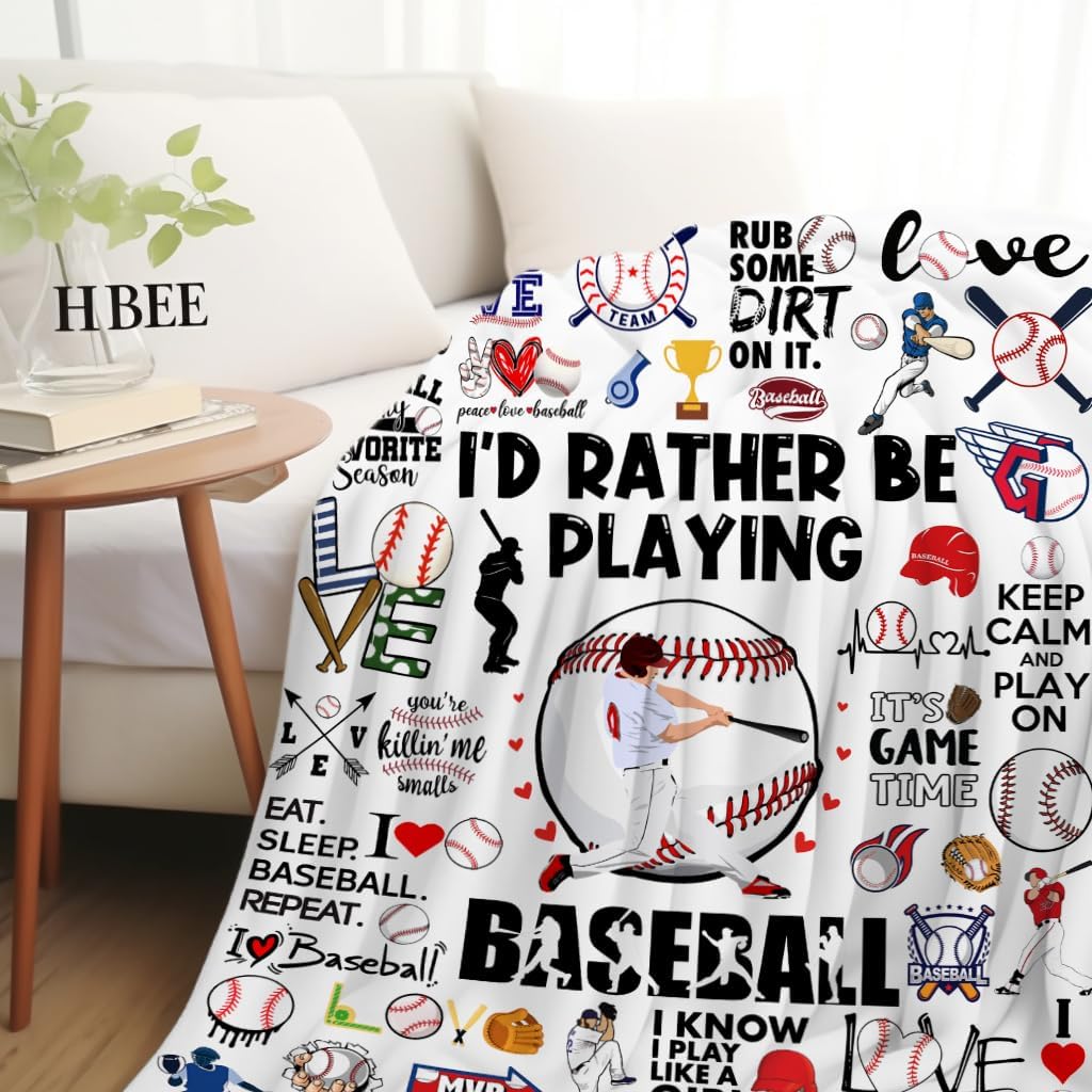 Baseball Blanket Gifts for Boys Men Baseball Theme Gifts Stuff Bedding Soft Cozy Flannel Throw Blankets for Girls Women Baseballs Lovers Fan Team Kids Adults 80"X60"