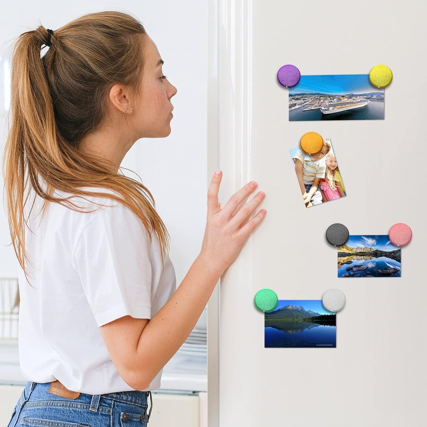 Qualsen Fridge Magnets, 50pcs Small Refrigerator Magnets for Whiteboard, Mini Cute Magnets for Locker, Whiteboard, Kitchen, Office, Classroom (Red)