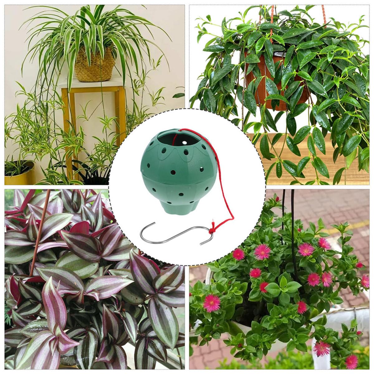 UTHCLO 5pcs Plastic Hanging Plant Pots with Multi-Opening Design for Succulent, Indoor and Outdoor Use, Strawberry Jar Style Seedling Containers for Patio Gardening