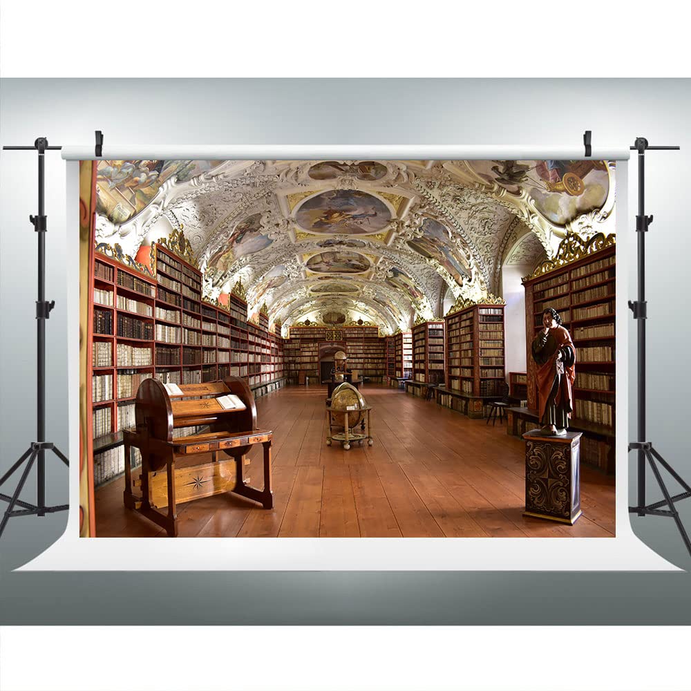 Library Corridor Photography Backdrops, 9X6Ft Statue Magnificent Ceiling Board Medieval Oil Painting Background Party Portrait P