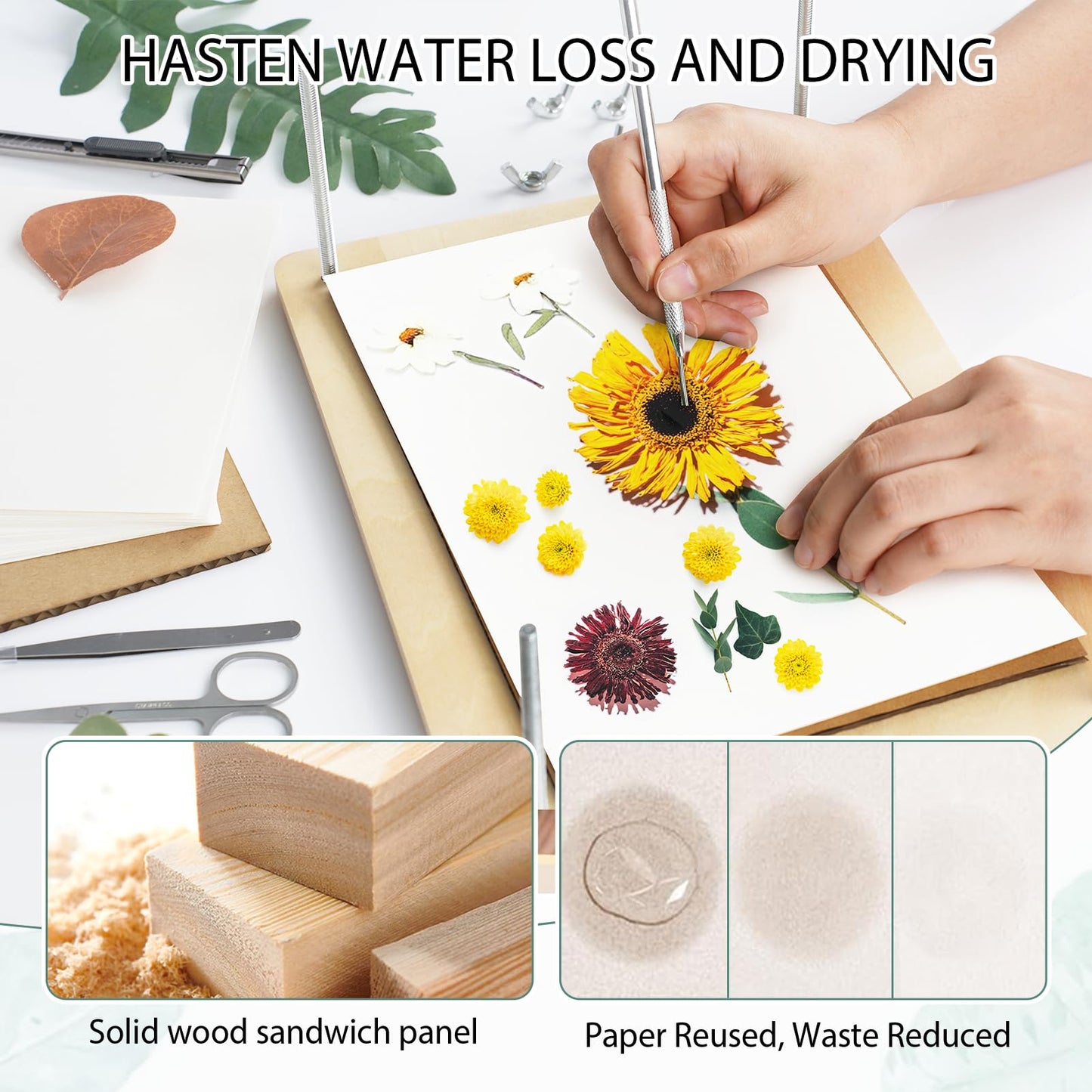 Dreamon Large Flower Press Kit - 11.8" x 8.3" 10 Layers DIY Wooden Flower Pressing Kit with Storage Bag Arts and Crafts Kits for Adults & Teens, Great Gift for DIY Arts and Crafts Lovers