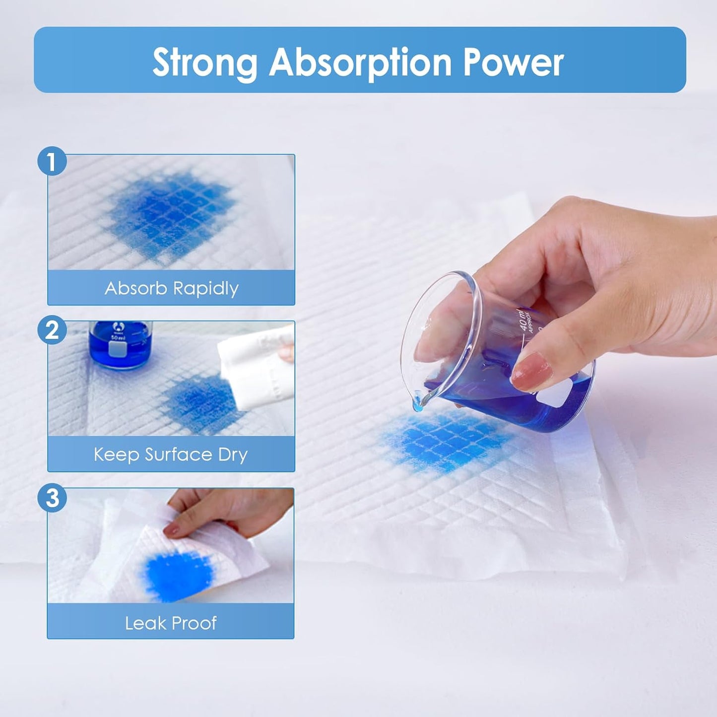Disposable Changing Pads for Baby, 100 Pack Disposable Changing Pad Liners, Waterproof Disposable Underpads, Ultra Absorbent Super Soft Breathable Diaper Changing Mat 13 x 18 in
