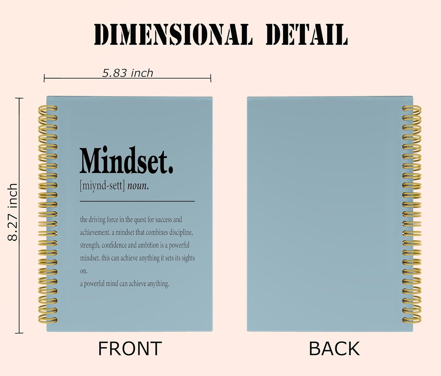 Knibeo Mindset Inspirational Notebooks Journal - Anti Anxiety Notebook, 5.5×8.3 Inch Inspirational Spiral Bound Notebook with 164 Pages, College School Supplies(Wathet)