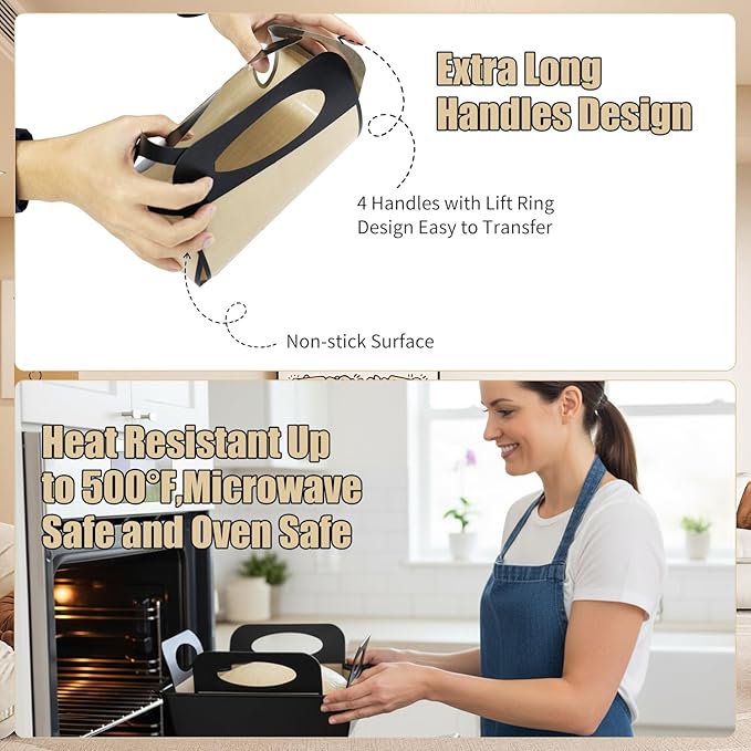 4PCS Silicone Bread Loaf Pan Liner, Food-Grade Silicone Bread Sling, Non-Stick & Easy Clean Dough Transfer Tool with 4 Handles Bread Liner Fits 9x5" or 1.5lb Loaf Pans