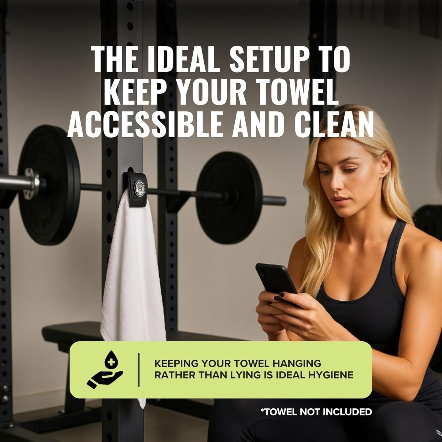 Stripebird - Magnetic Clip for Any Workout Towel (Black) - Highest Strength Magnet for Gym Towel - Removable from Towels - Magnetic Fitness Towels for Men