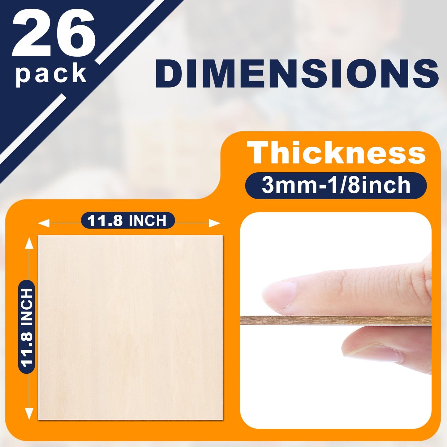 Yalumo Basswood Sheets 12 x 12 x 1/8 Inch, 26 Packs Plywood Sheets Unfinished Wood for Crafts 3mm Thick Basswood for Laser Cutting, DIY Architectural Models, Engraving, Wood Burning, Painting