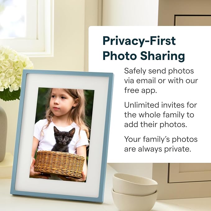 Skylight Digital Picture Frame 2 – 10" Full HD Wi-Fi Touch Screen, 16GB Digital Photo Frame, Load Photos & Videos Directly from Phone, Anti-Glare – Ideal for Personalized Gifting, Classic Blue