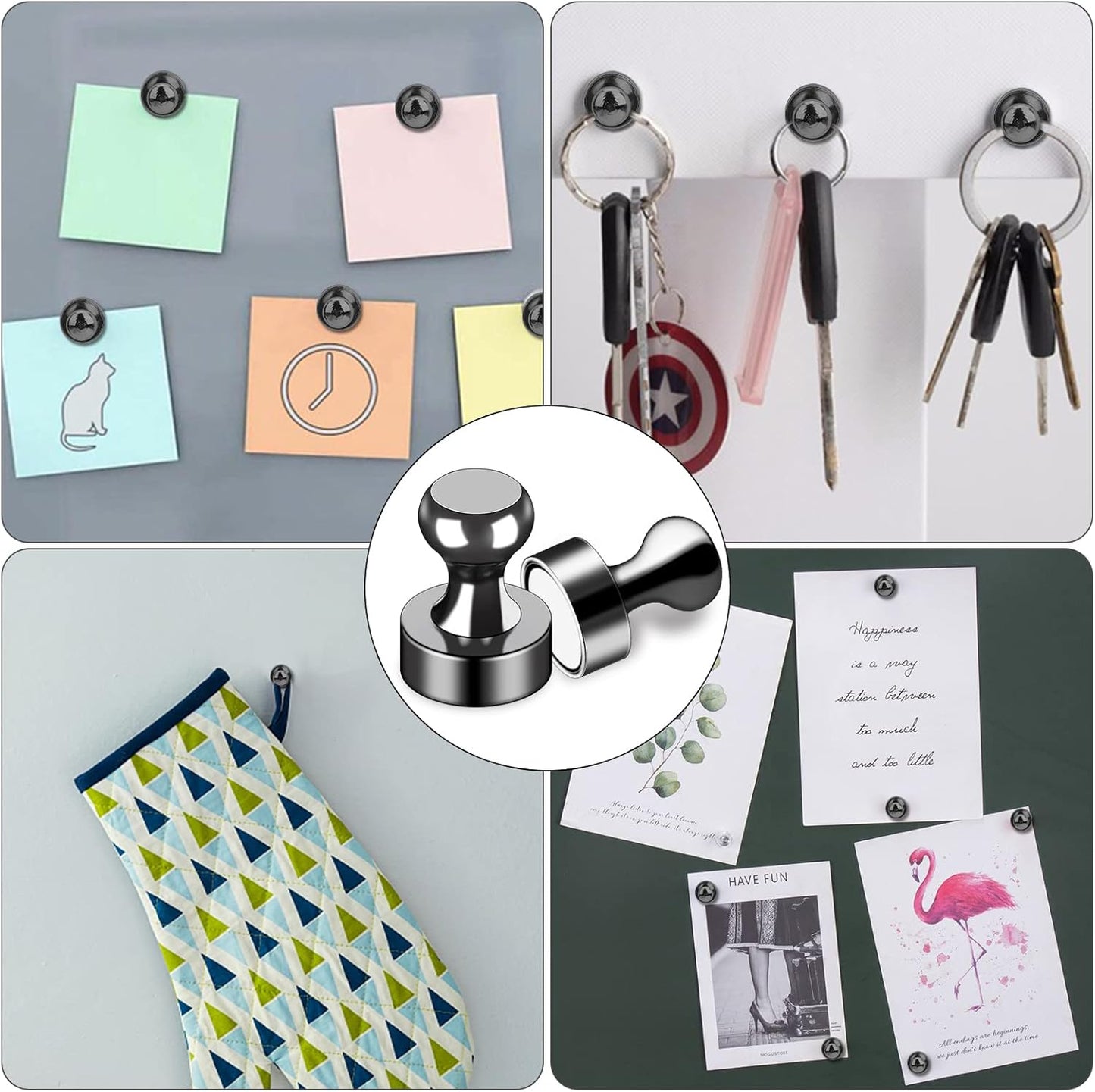 LOVIMAG Fridge Magnets 30Pcs Refrigerator Whiteboard Small Strong Magnet Classroom Kitchen Accessories Decorative Locker Set Decor Must Haves Office Calendar Refrigerador Magnetic Cute Crafts Black