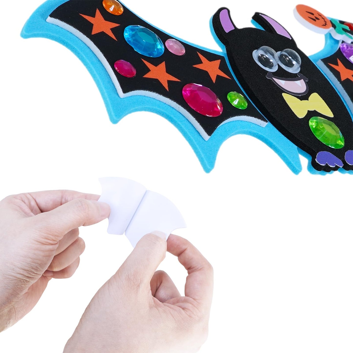 Winlyn 24 Sets Halloween Craft Kits Individual Fall Kids Craft Kits DIY Bat Ornaments Decorations Foam Bats Craft Kits Arts and Crafts for Kids Classroom Activities Party Favors