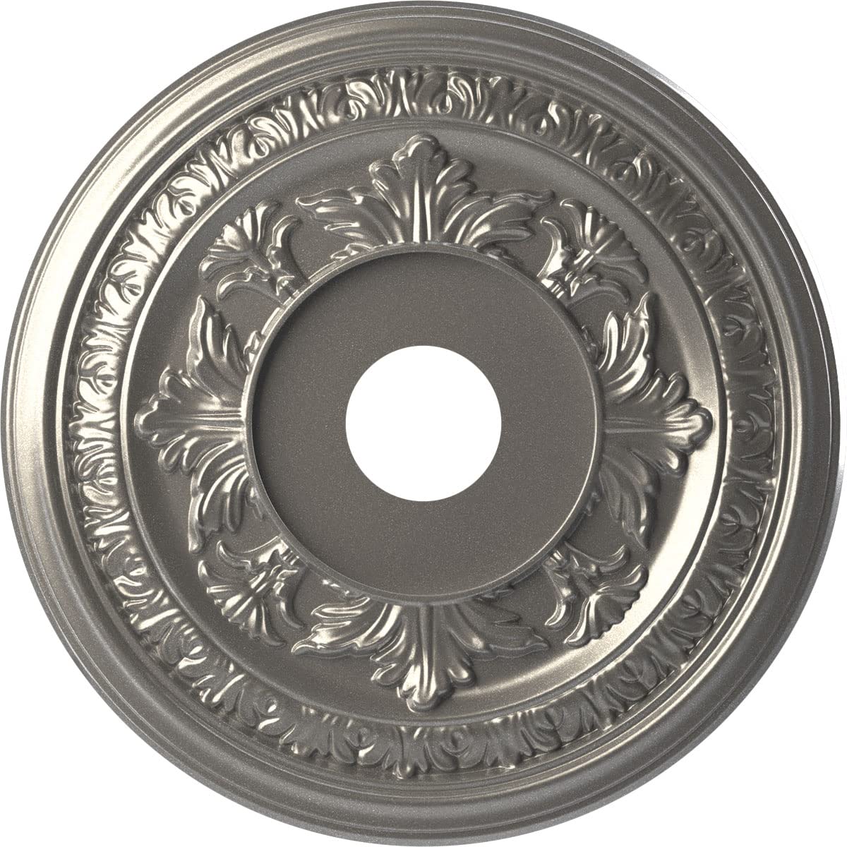 Ekena Millwork 19Od X 3 1/2Id X 1P Baltimore Thermoformed Pvc Ceiling Medallion (Fits Canopies Up To 7 3/4), Aged Dark Steel