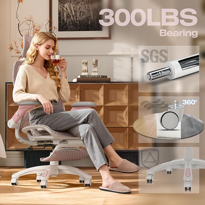 ELABEST X100 Ergonomic Mesh Office Chair with Footrest, Big and Tall Hone Desk Chair with 5D Flip-Up Arms, Adjustable 3D Lumbar Support,Gaming & Executive Computer Chairs for Long Hours