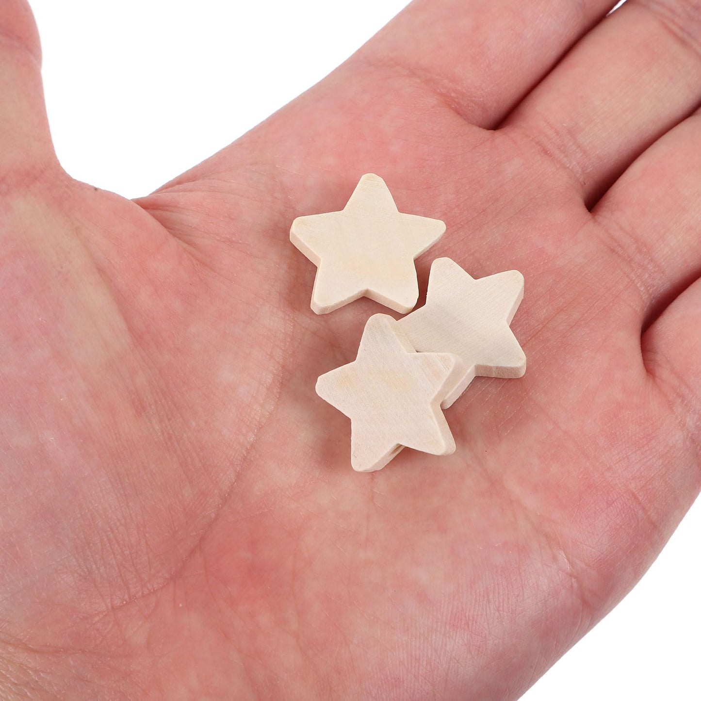 Ciieeo 100pcs Unfinished Wood Star Beads 20mm - Natural Wooden Spacer Beads with Pre-Drilled Holes for Jewelry Making | 0.78 inch Shape Charms for Farmhouse Garland Macrame Crafts