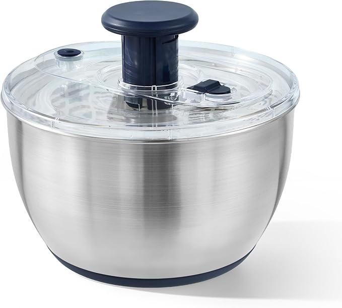 CAROTE 6.4 Qt Stainless Steel Salad Spinner, Large Lettuce Spinner Vegetable Fruit Washer, Vegetable Cleaner Salad Cleaner Lettuce Washer, Non-Slip Base, Multifunctional for Salad, Fruits