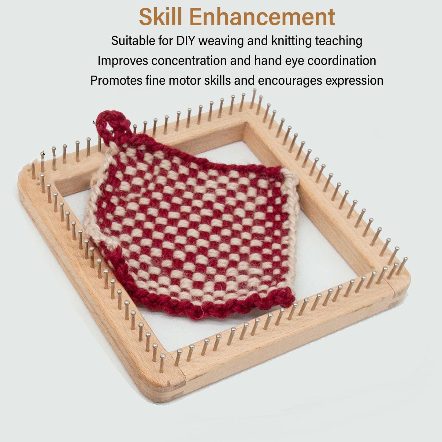 FOSA Pin Looms, Weaving for Adults, Wooden Knitting Hand Craft Wooden Knitting Board, Pin Weaving Kits for DIY Weaving Beginners, 10 * 10cm