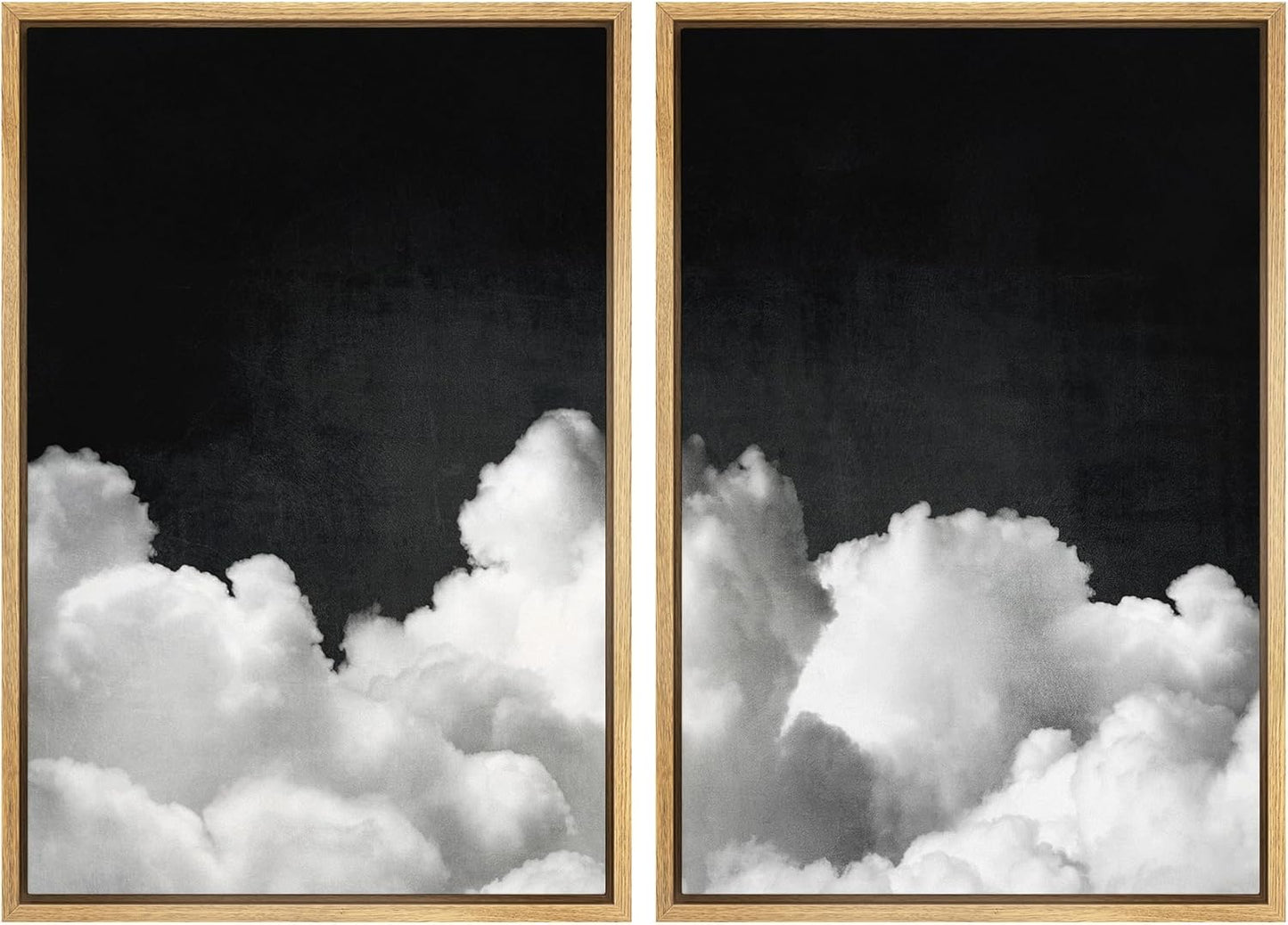SIGNWIN Framed Canvas Print Wall Art Moody Black and White Cloud Illustrations Modern Art Decorative Contemporary for Living Room, Bedroom, Office - 24"x36"x2 Natural
