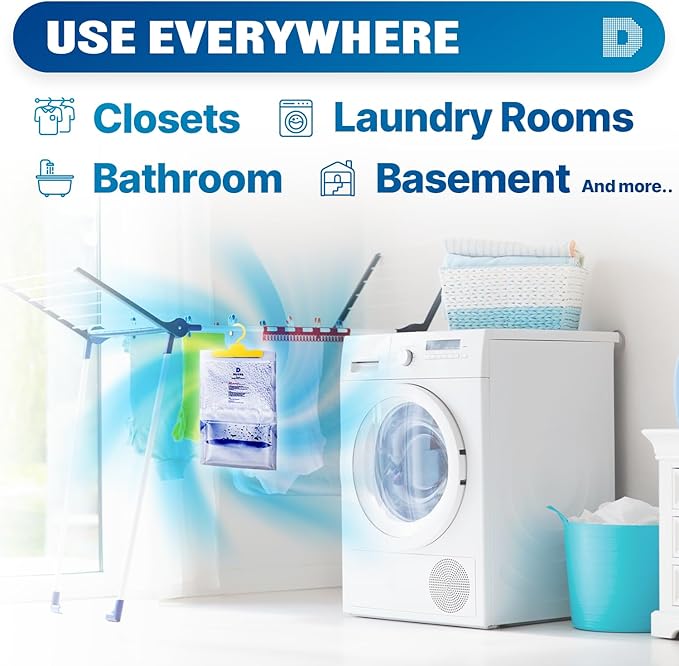 Dry & 20 Packs [Net 14 Oz/Pack] Moisture Absorbers Dehumidifiers for Home Dehumidifier Basement Bedroom Small -, DDHM-20 Pack(Large), Blue White