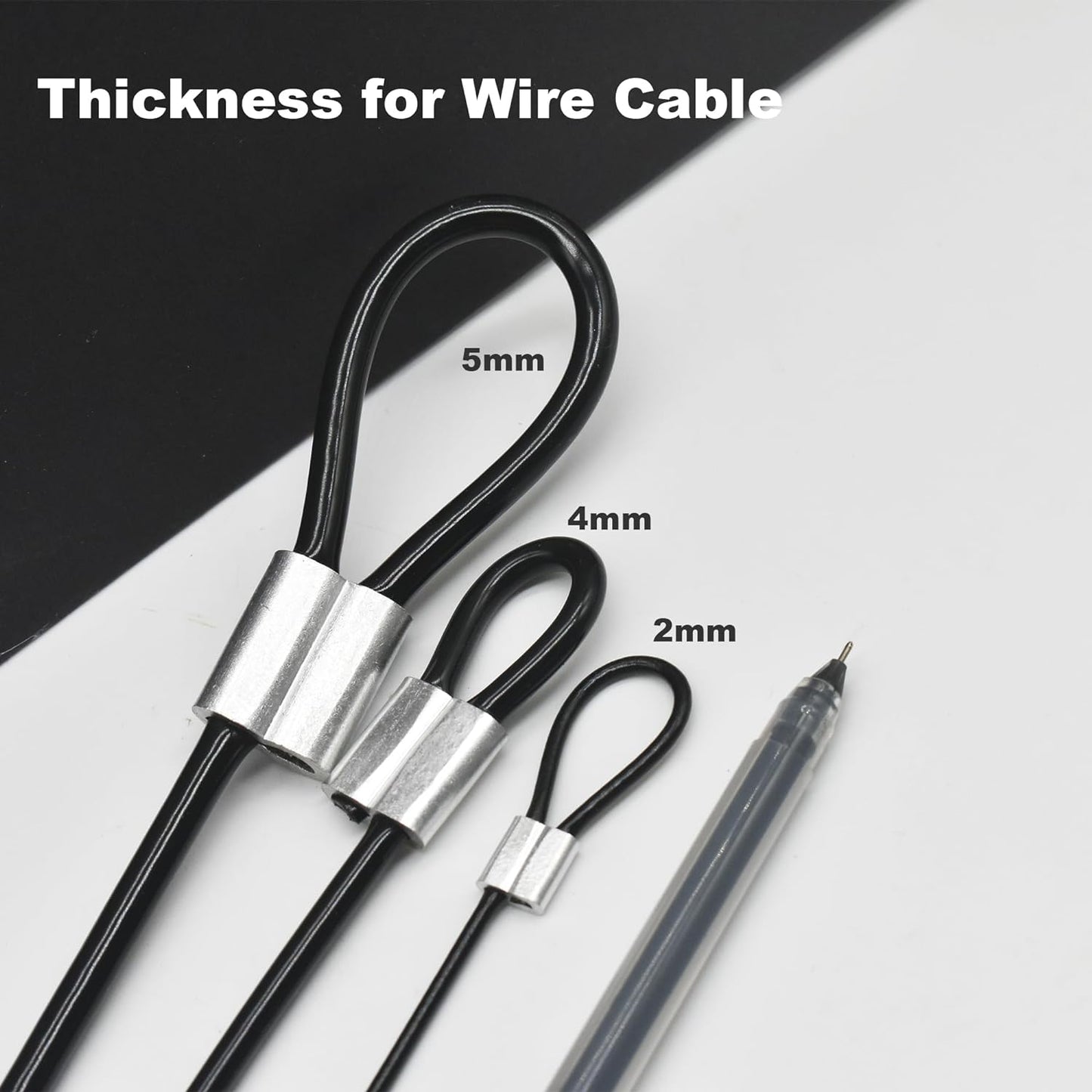 10 pcs 2mm Wire 12 inch Vinyl Coated Stainless Steel Cable with Loops Short Wire Rope Lanyard Lock Security Chain Link for Outdoor Gates,Black(2mm x 12inch)