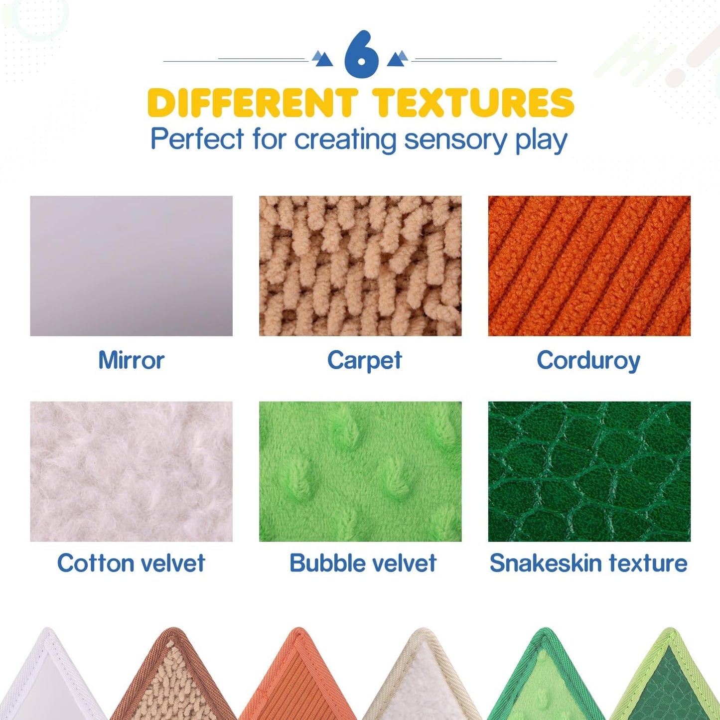 Samiusy Tactile Sensory Toys for Babies 6+ Months & Toddlers 1-3 Years | 6-Textured Sensory Mats for Fine Motor Skills | Washable Baby Play Wall Toys (6 Pack)