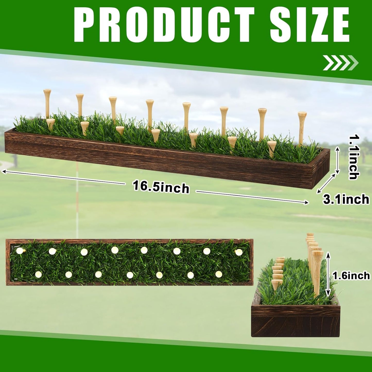 Golf Ball Display Rack Floating Shelf Solid Wood Shelf Rack Wall Mounted Golf Ball Holder up to 15