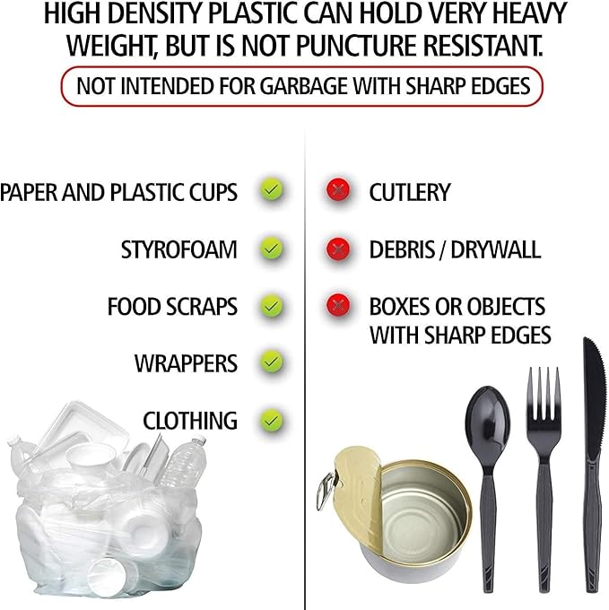 Aluf Plastics High Density Trash Bags, 16 Gallon, 1000 Count, 8 Micron (eq), 24" x 33", Black, for Bathroom, Office, Industrial, Commercial, Janitorial, Municipal, Recycling