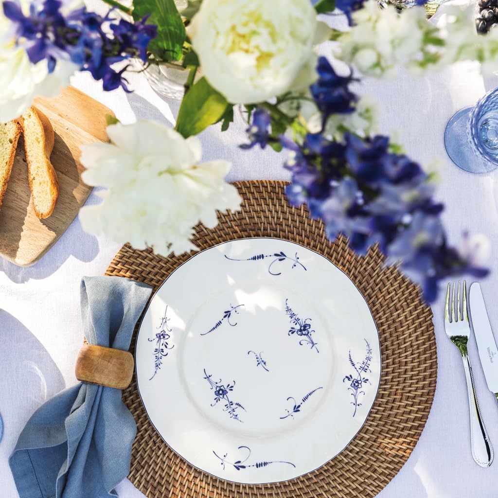 Villeroy & Boch Vieux Luxembourg Dinner Plate, 10.5 in, Premium Porcelain, White/Blue