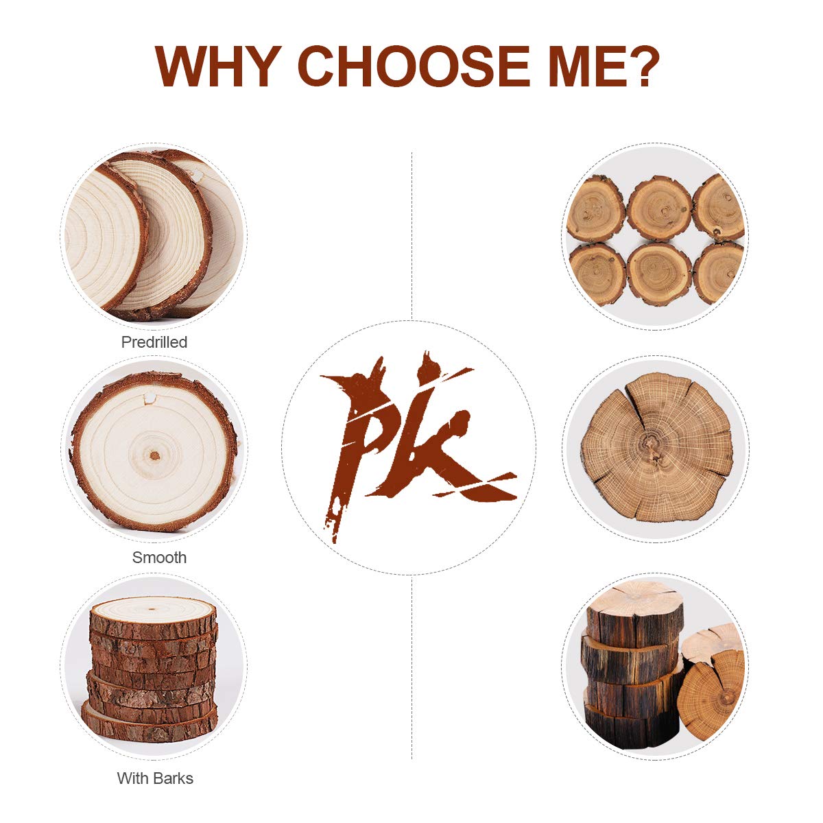 5ARTH Natural Wood Slices - 30 Pcs 3.1-3.5 inches Craft Unfinished Wood kit Predrilled with Hole Wooden Circles for Arts Wood Slices Christmas Ornaments DIY Crafts