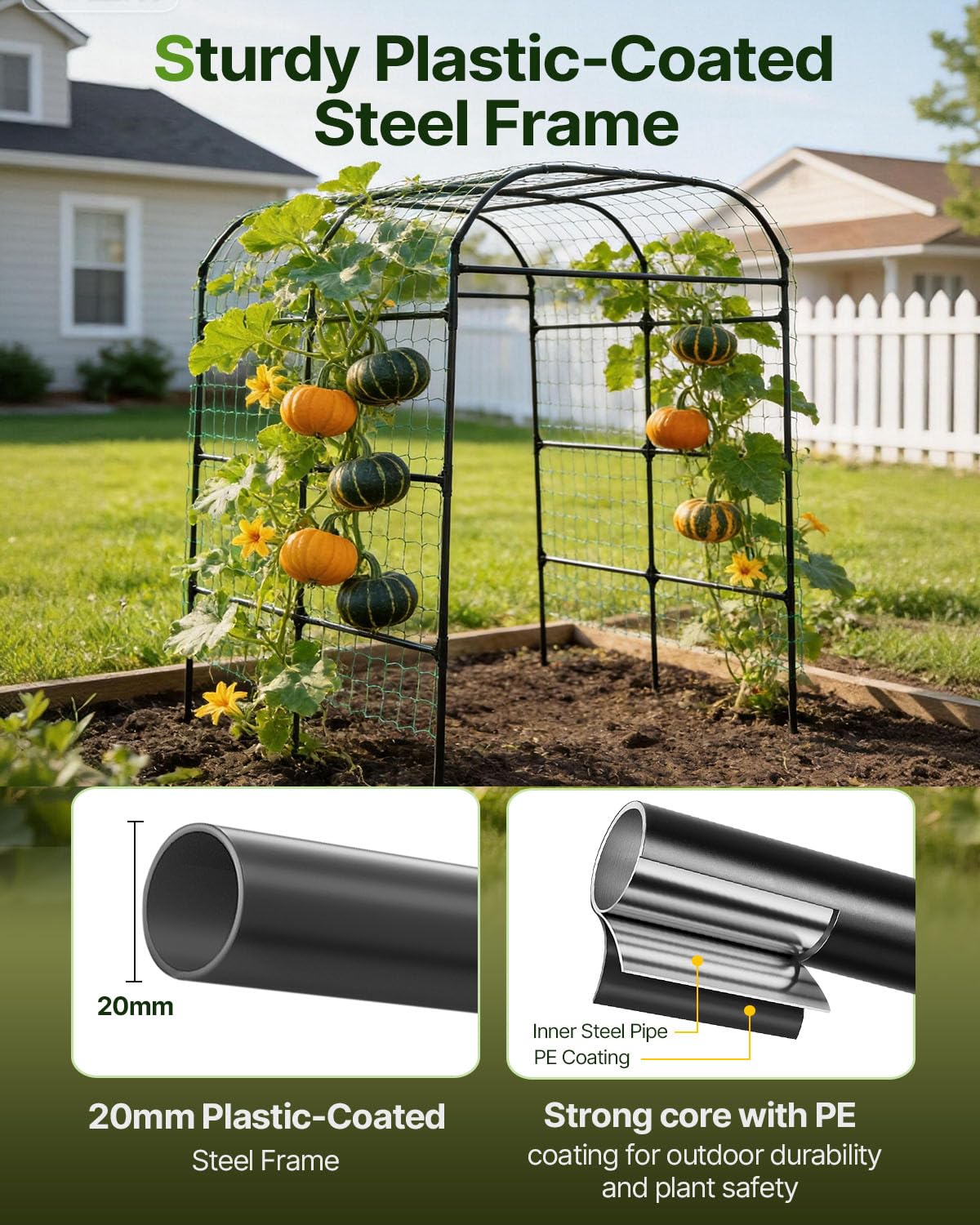 Suteck 7.5FT Tall Garden Arch Trellis – Metal Garden Arch for Climbing Plants, Easy Assembly Outdoor Trellis for Vines & Flowers, Home Gardeners