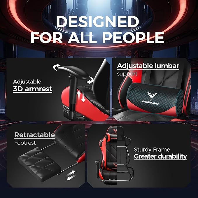 EXRACING Gaming Chair with 3D Adjustable Armrests, Cow Print Design, Ergonomic Office Chair with High Back, Computer Chair with Footrest,Comfy Diamond Stitching Sest, Game Chair for Adults