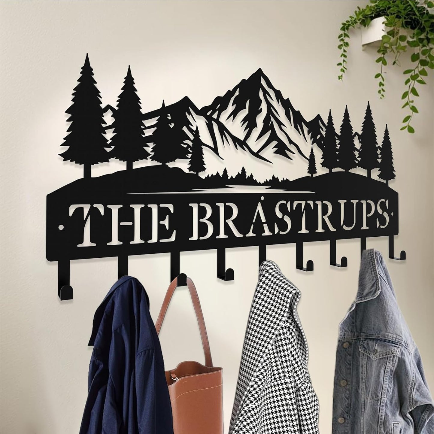 Personalized Key Hooks for Wall,Custom Name Lofty Mountain Key Holder Wall Mounted,Fashion Coat Rack,Metal Key Hanger with Hooks,Key Rack Organizer for Entryway,Hallway,Doorway