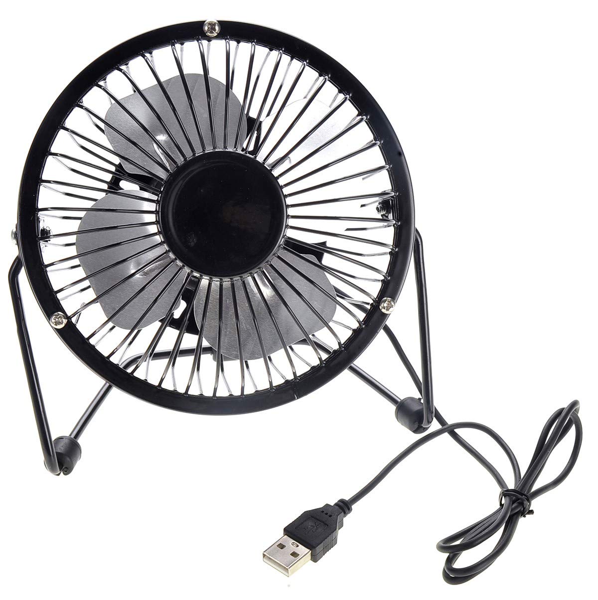 Az Trading & Import Portable Mini Metal Usb Table Fan (Black)