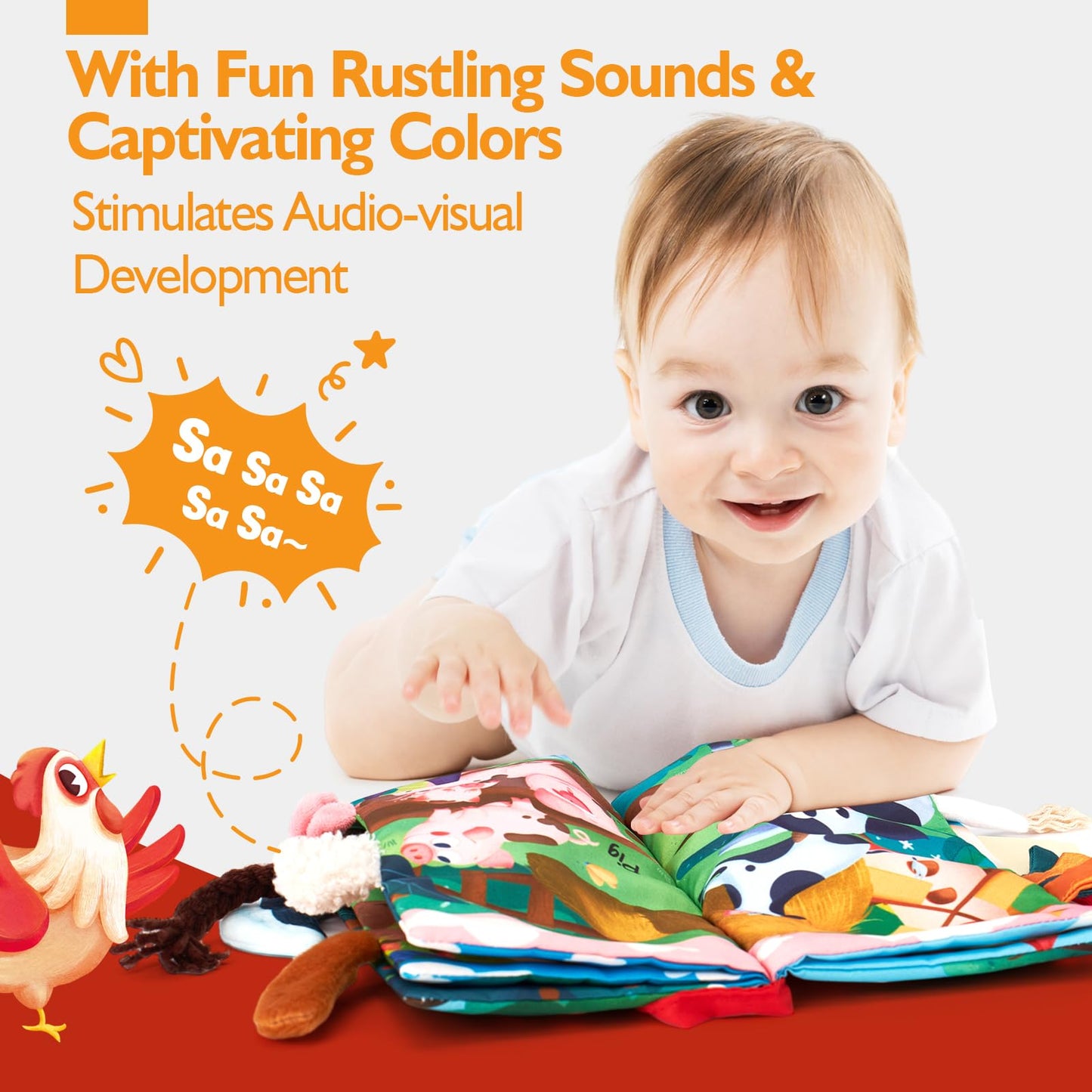 hahaland Baby Books 0-6 Months - 3D Touch and Feel Soft Activity Books Tummy Time Sensory Baby Toys
