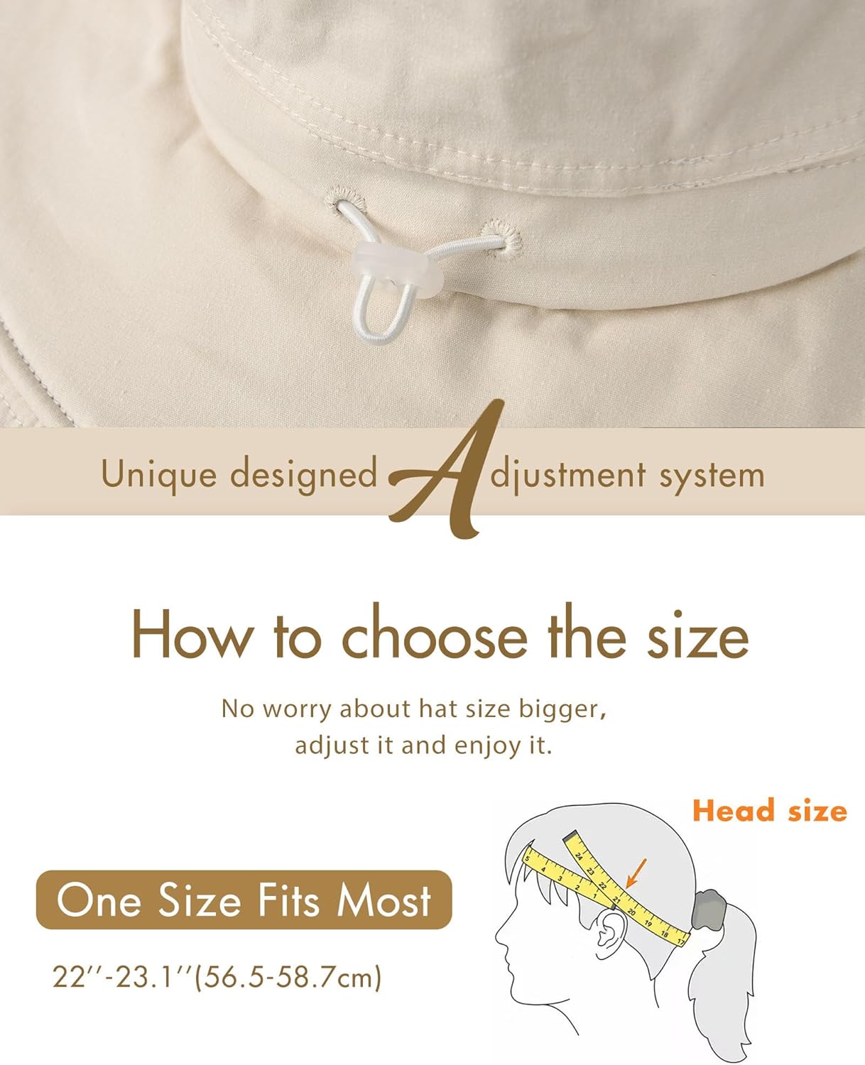Sun Hats for Women Gardening Hat Wide Brim Ponytail Beach Sun Protection Breathable Cotton Summer Hat with Fold-Up Brim