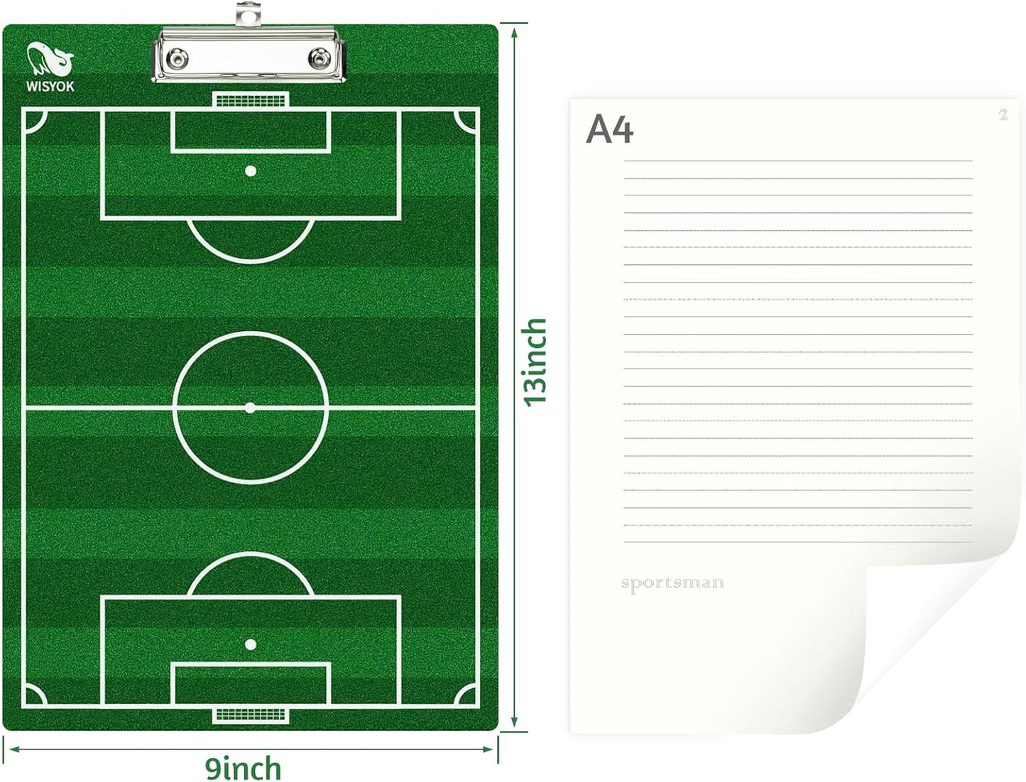 WISYOK Double-Sided Soccer Coaching Clipboard, Premium Dry Erase Tactical Board for Coaches, Ideal Coach Gift