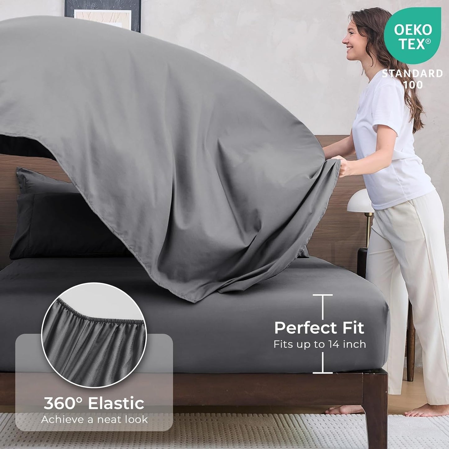 HEVUMYI 120x98 Oversized King Comforter Set Dark Grey- 7-Piece All Season Bed in a Bag Oversized King, Soft Bedding Set with Comforter, Flat Sheet, Deep Pocket Fitted Sheet, Pillowcases, Pillow Shams
