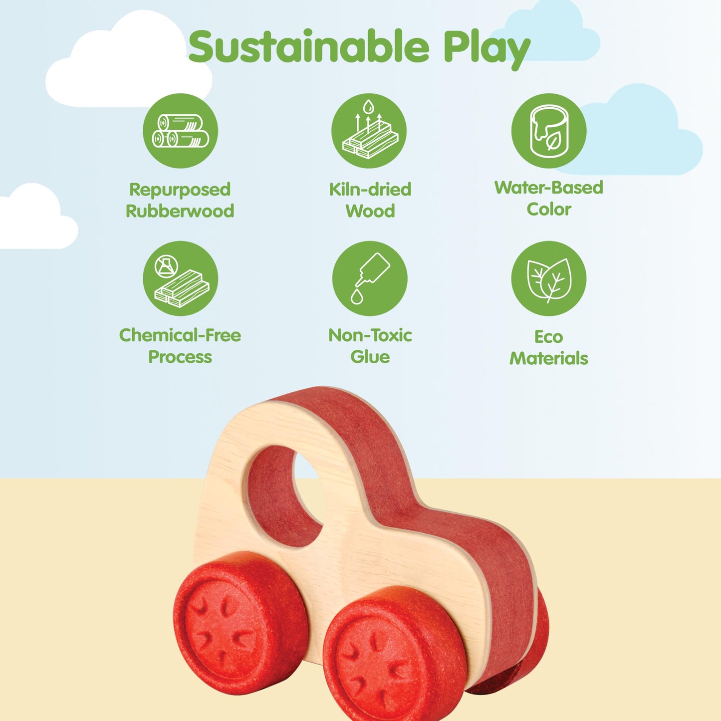 PlanToys® Timber Trail Cruiser Wooden Montessori Movement and Balance Toy | Gross Motor, Coordination and Cause & Effect Early Learning Activity | Eco Friendly Outdoor Adventure Ride-On