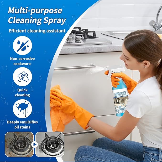2PCS Spray Splash Cleaner, 2026 New Multi-Purpose Handheld Degreaser, Powerful Foam Sprays for for Kitchen, Easy to Use Rust Remover for Kitchenware, Grime Remover Spray for Home Family