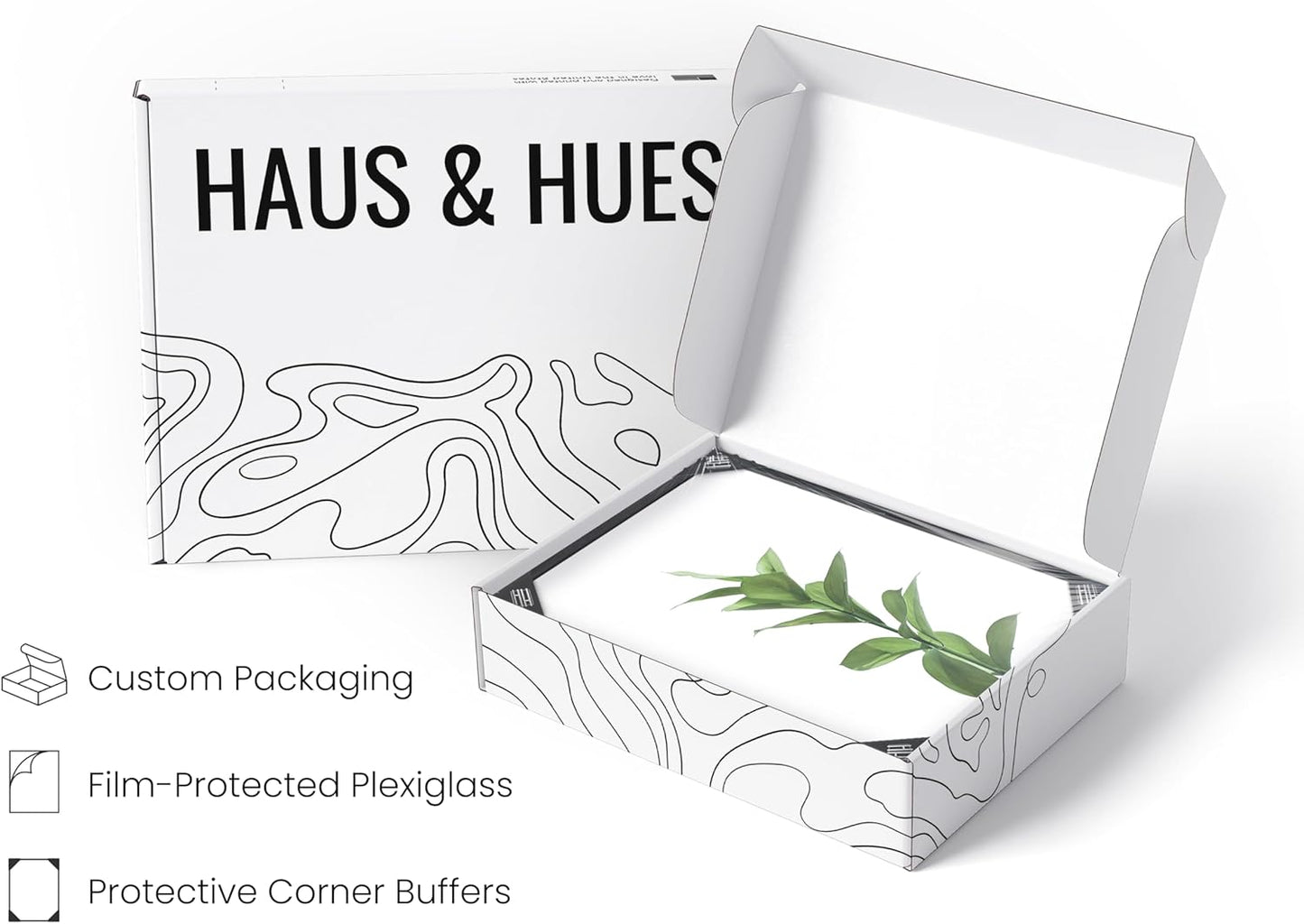 HAUS AND HUES Plant Wall Art - Set of 4 Botanical Prints, Sage Green Leaves Paintings, Minimalist Wall Art (Black Aluminum Frame, 11x14)