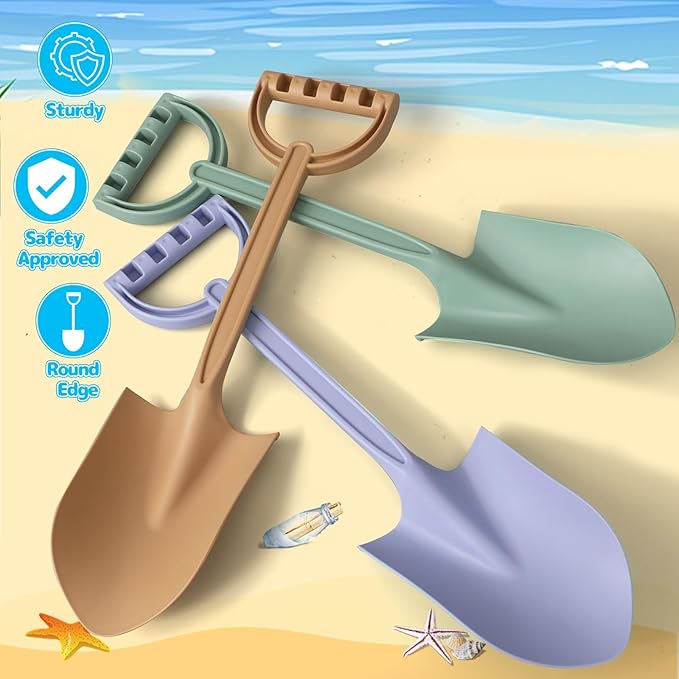 16 Inch Beach Toy Shovels, Sand Spade Shovel Toys for Kids Adults, Solid Sand Toy- Sandbox Kit,Outdoor, Snow Scoop, Planting Tools Gadget for Boys Girls, Digging, Gardening Travel 3 Pack