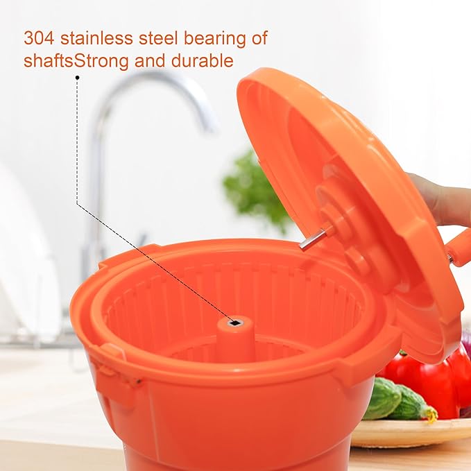Clivia Large Commercial Salad Spinner Manual Lettuce Dryer Spinner Dryer-Dries Up To 4 Heads Of Lettuces