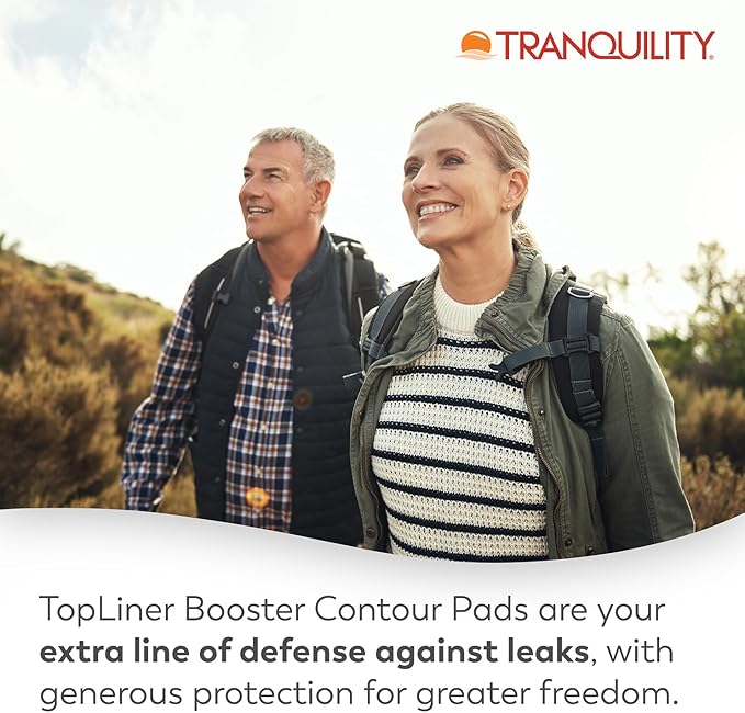 Tranquility TopLiner® Disposable Absorbent Booster Contour Pads for Bowel Incontinence - Contour (21.5" x 13.5") - 12 ct