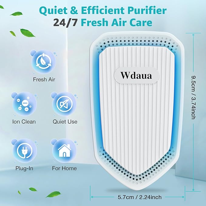 Air Purifier 2 Pack Plug In Negative Ion Air Purifiers Ionizer for Home, Bedroom, Office, Basement Kitchen Air Freshener Odor Reducer Pets Smoke Smell (2)