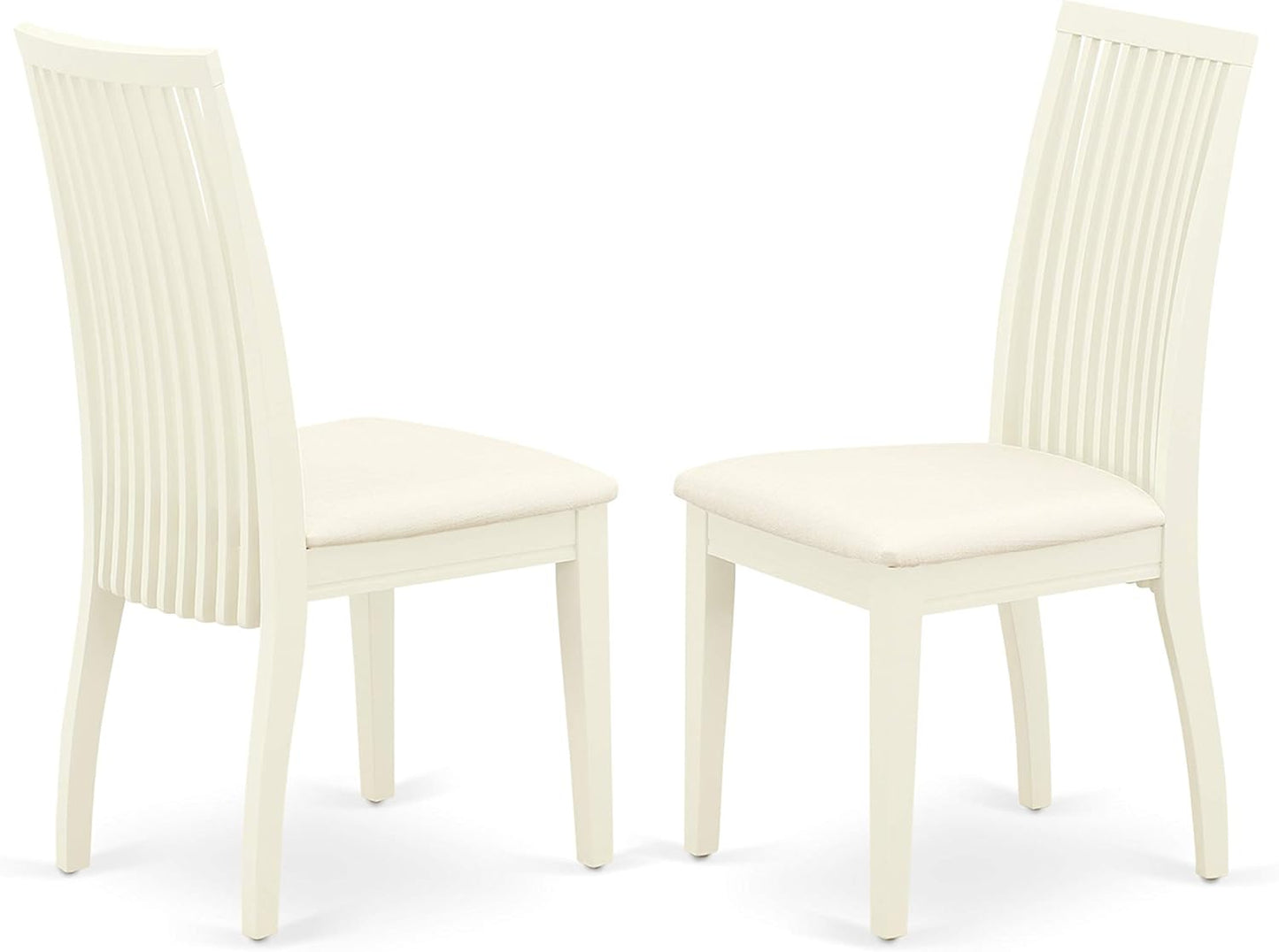 East West Furniture DLIP5-WHI-C 5 Piece Kitchen Table & Chairs Set Includes a Round Dining Table with Dropleaf and 4 Linen Fabric Dining Room Chairs, 42x42 Inch, Linen White