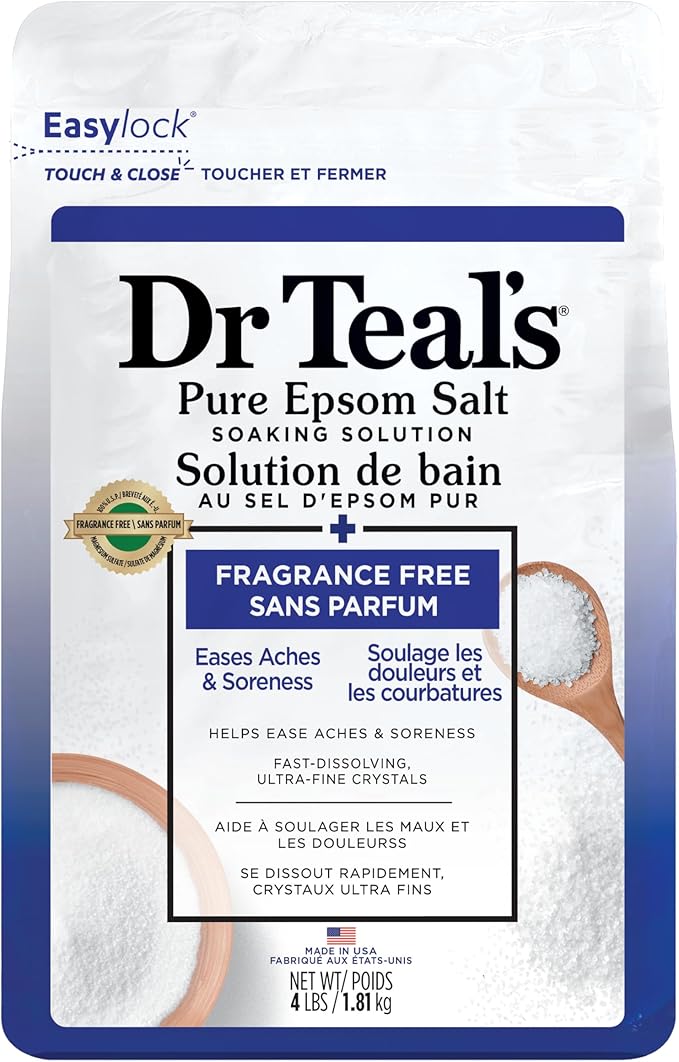 Dr Teal's Epsom Salt Magnesium Soak, Fragrance Free, 4 lbs