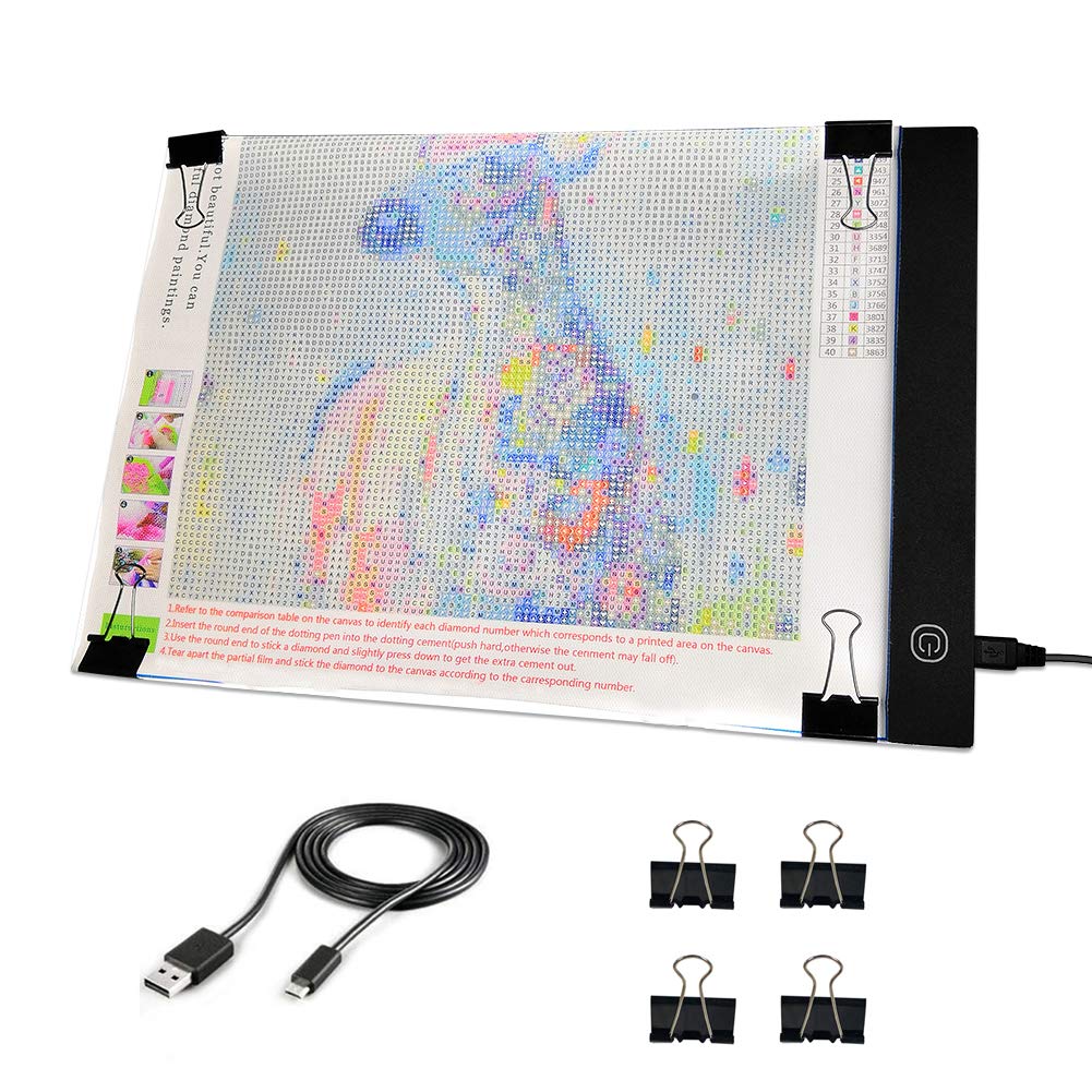 Mlife A4 Led Light Pad - Diamond Art Light Box Tracing Light Board With 3 Brightness, Ideal For Sketching, Animation, Drawing Li