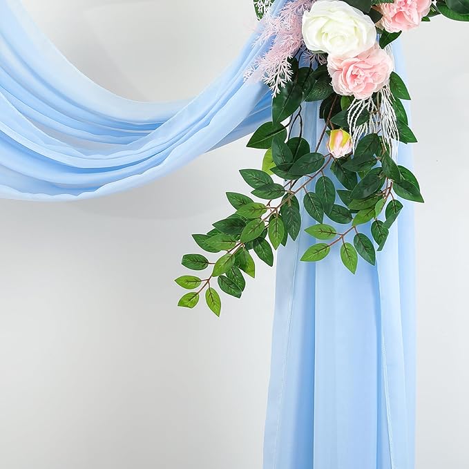 Wedding Arch Draping Fabric, 1 Panel 18FT Baby Blue Sheer Backdrop Curtain Chiffon Fabric Drapery Voile Scarf Draping Panels for Wedding Archway Ceremony Curtain Valance Party Decoration