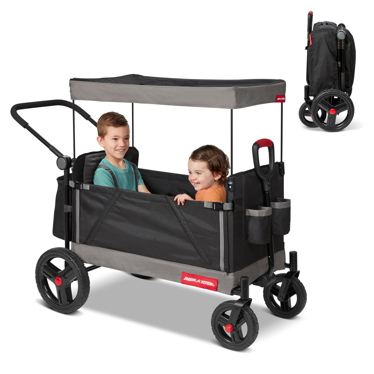 Radio Flyer Wagon for Kids, Baby Stroller, Outside Toys for Toddlers 1-3, Rolling Cart, Beach Cart with Wheels, Trav'ler Stroller Wagon with Protective Cover, for Ages 1+ Years