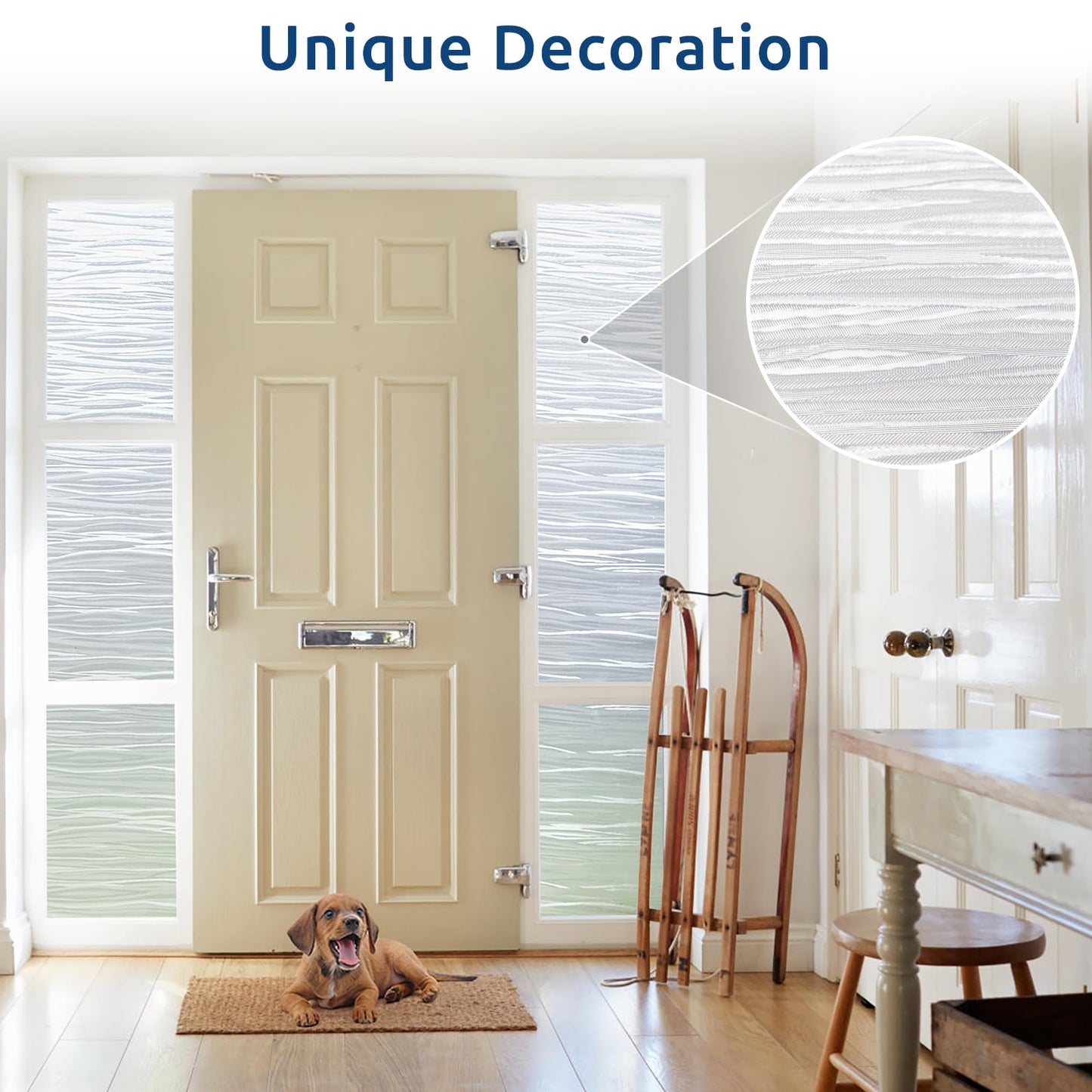 rabbitgoo Window Privacy Film Frosted Glass Film Removable Vinyl Door Coverings UV Blocking Decorative Static Cling Non-Adhesive Window Clings Sticker for Home Decor, 23.6 x 118.1 Inches