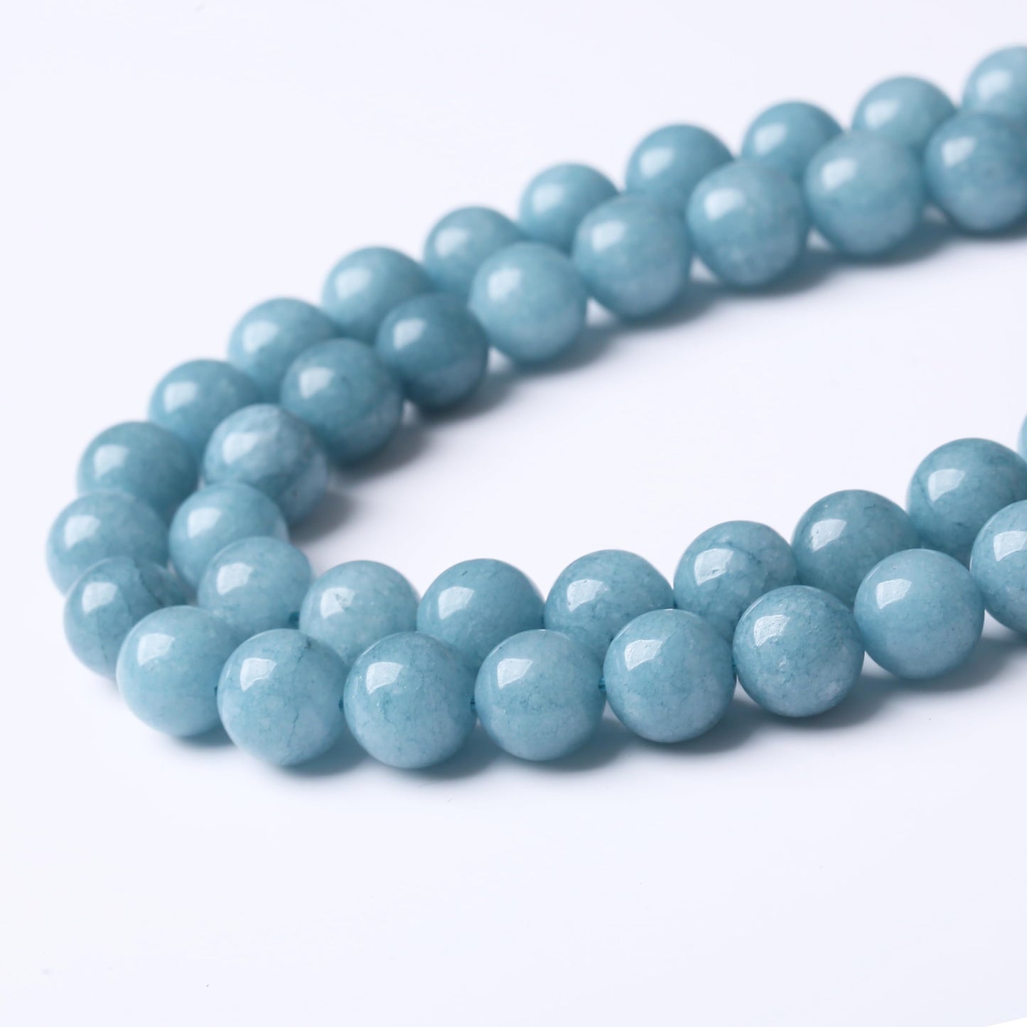 Blue Chalcedony Beads Gemstone Round Crystal Energy Jade Stone Beads for Jewelry Making DIY Bracelet Necklace 1 Strand 15.5inch 35PCS 10MM